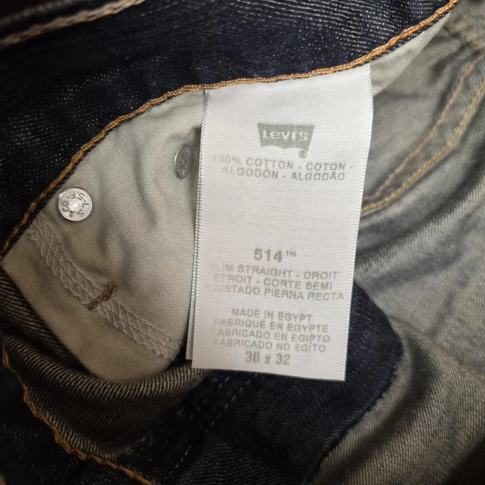 Levis 514 Jeans Mens 36x32 Blue Medium Wash Slim Straight Denim Classic Casual